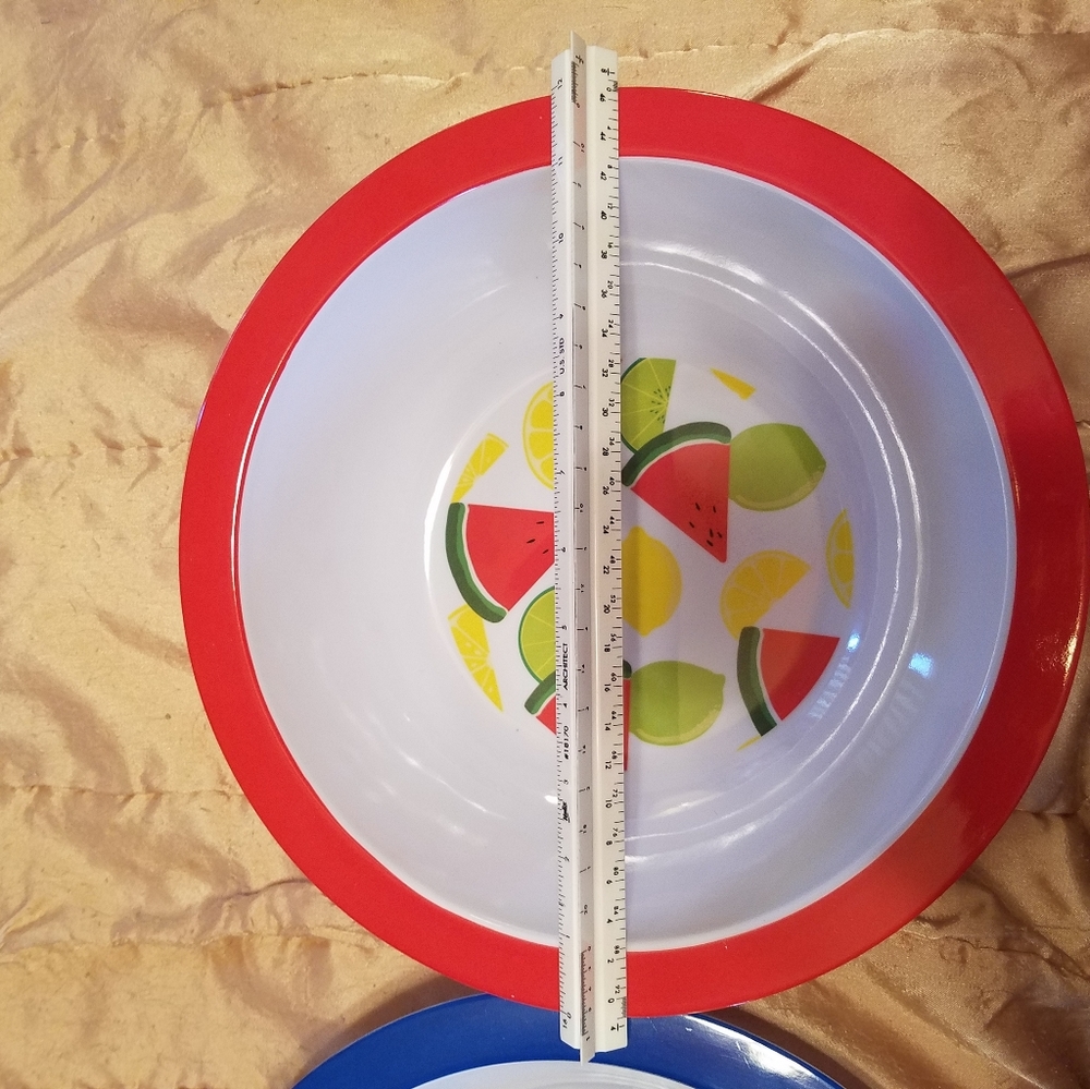 Bowls 
Hard plastic bowls 
One red with pictures o - Picture 4 of 10